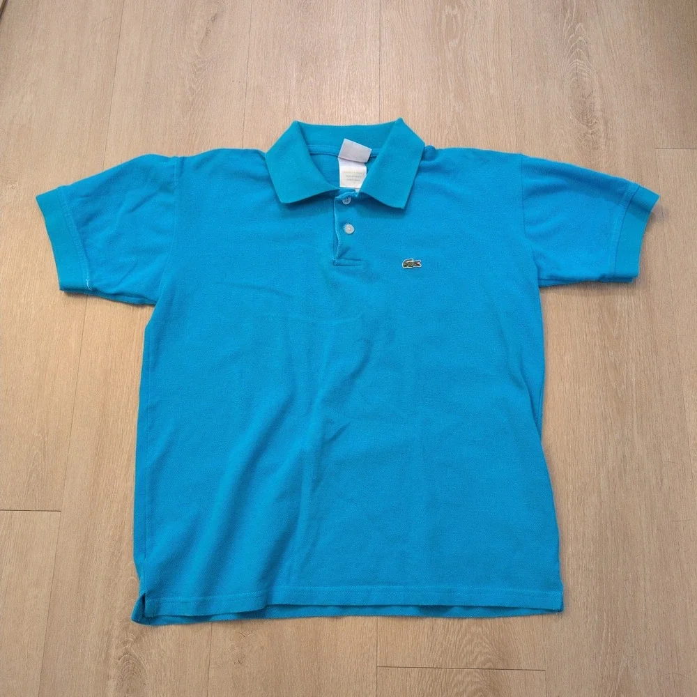 Lacoste Boys Size 4 Medium Blue Polo Shirt Croc Gator Golf Preppy‎